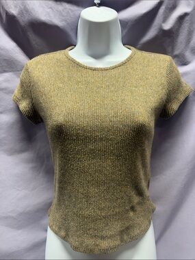 Ribbed Short Sleeve Knit Top in Olive